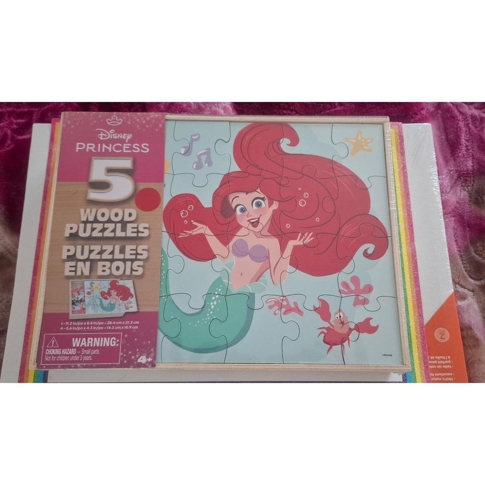 Disney Princess Ariel 5 Wood Puzzles for Kids